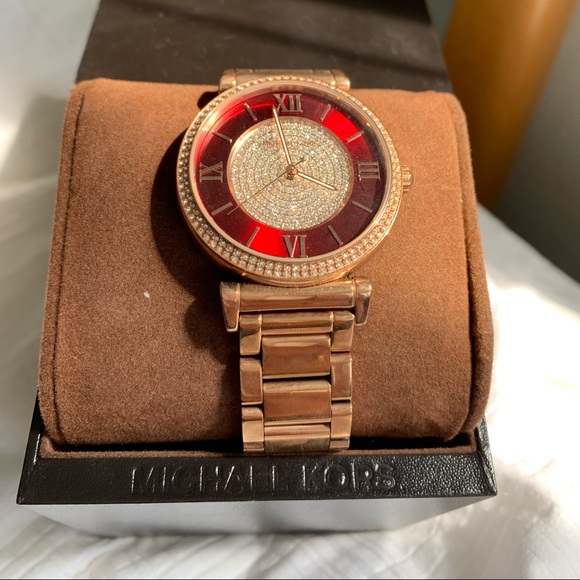 Michael Kors Red Crystalset Goldplated 